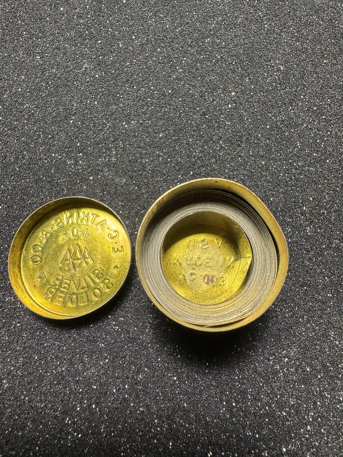 Vintage EC Atkins&Co 1oz Silver Solder Brass Tin (B-25)