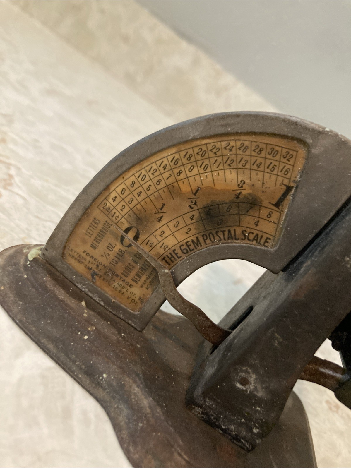 Vintage “The Gem Postal Scale” Early 1900’s Tin Balance Mail Scale Up To 1 Lb.