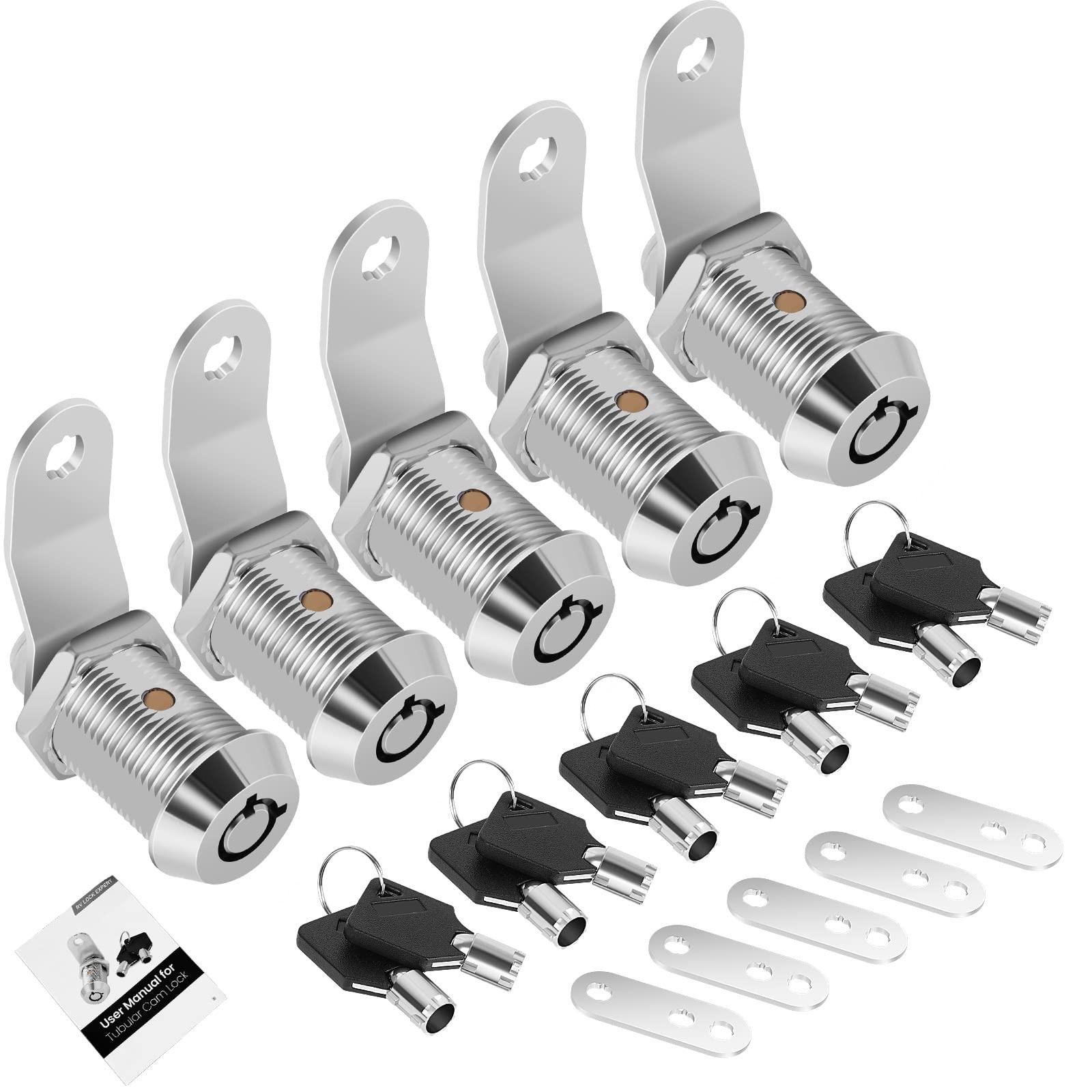 Cabinet Locks Keys 7/8 Inch RV Storage Cam Keyed Alike Toolbox 5 Pcs