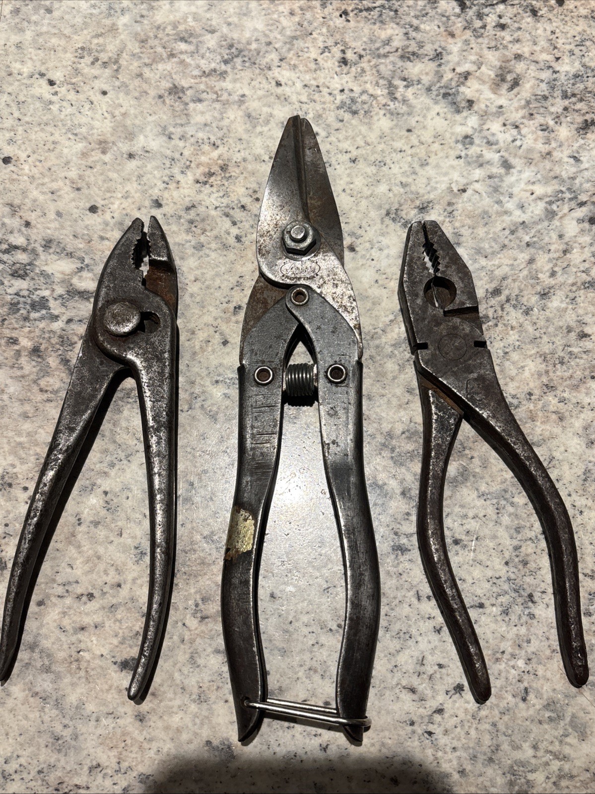 VTG USA Amsco Tin Snips & Joint Pliers Lot 3 Pieces