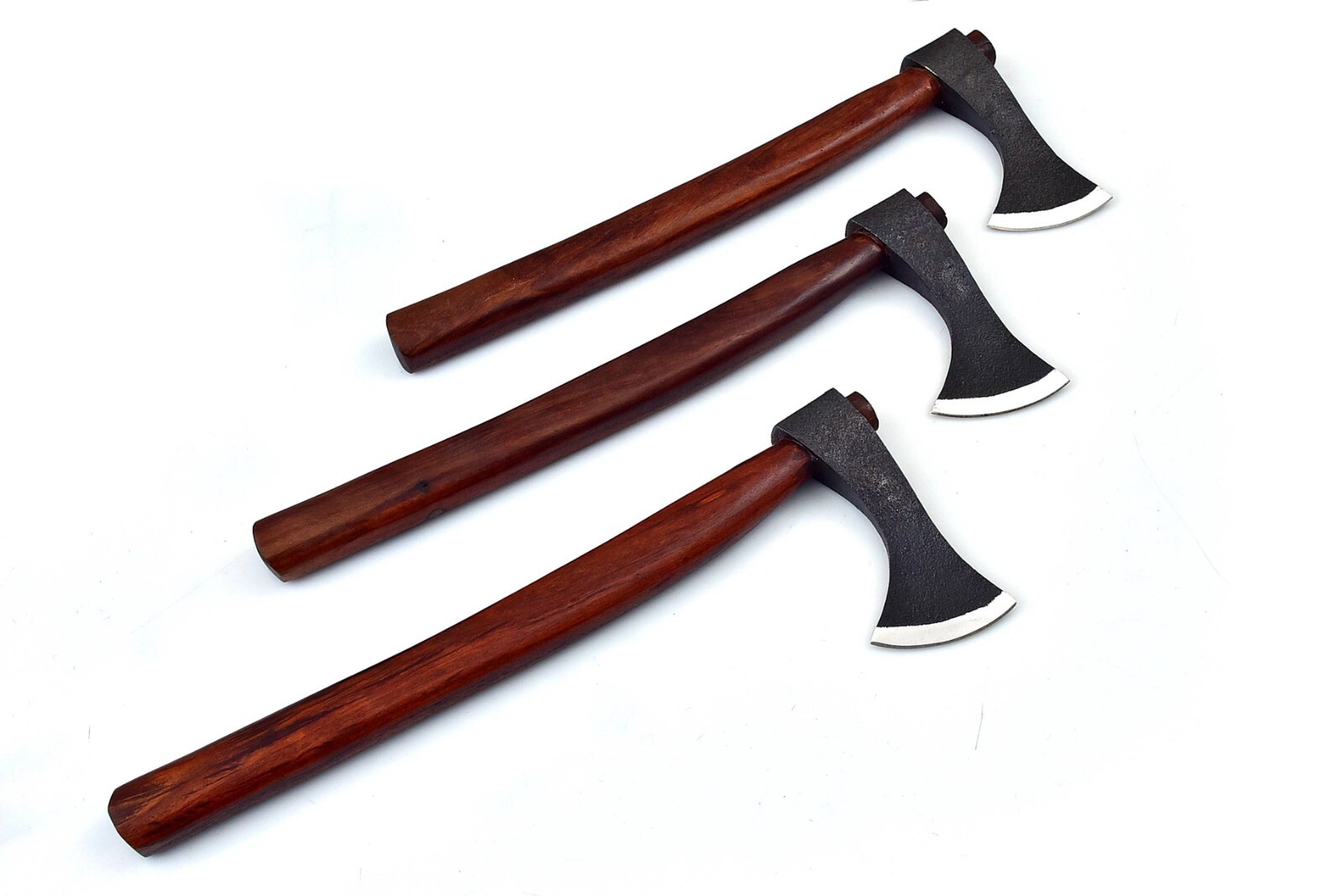 Hand forged Carbon Steel Throwing Axes Set Of Three With Leather Sheath