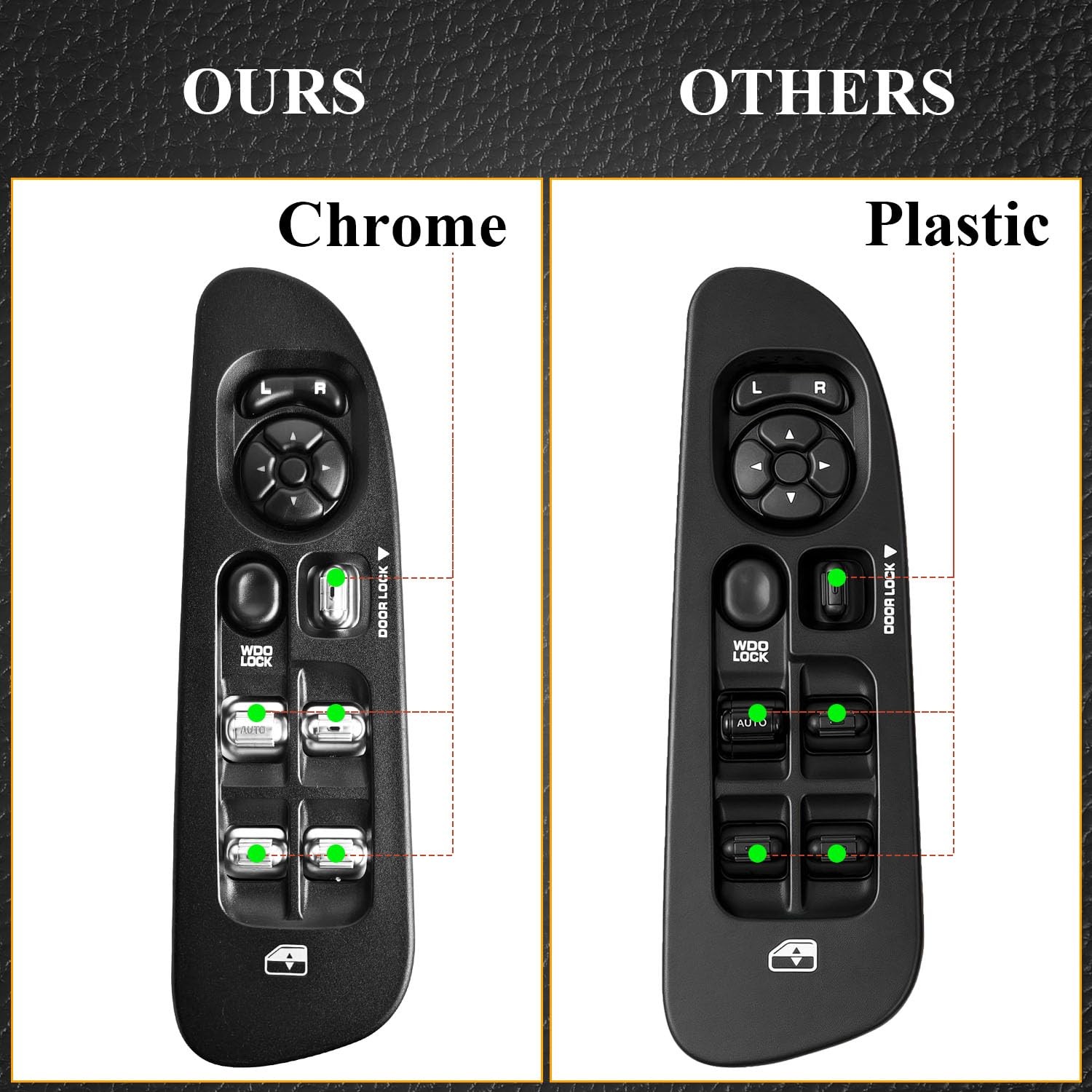 56049805AB Master Power Window Switch & Black & Bezel