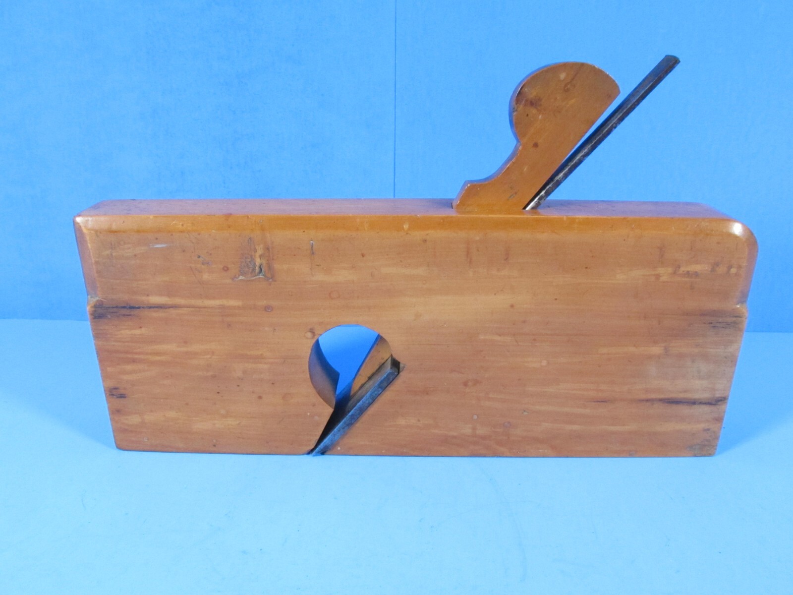 solid boxwood wood rabbet molding plane w/ Marples iron & marked David Russell