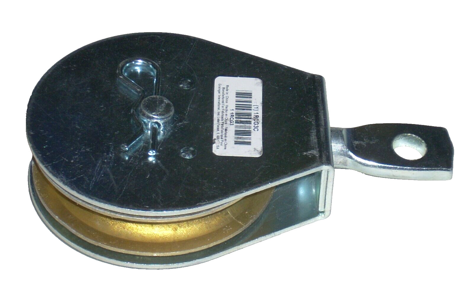 Grainger 3 in Swivel Pulley Block Single Sheave Wheel for 1/2 in Rope Zinc Coat