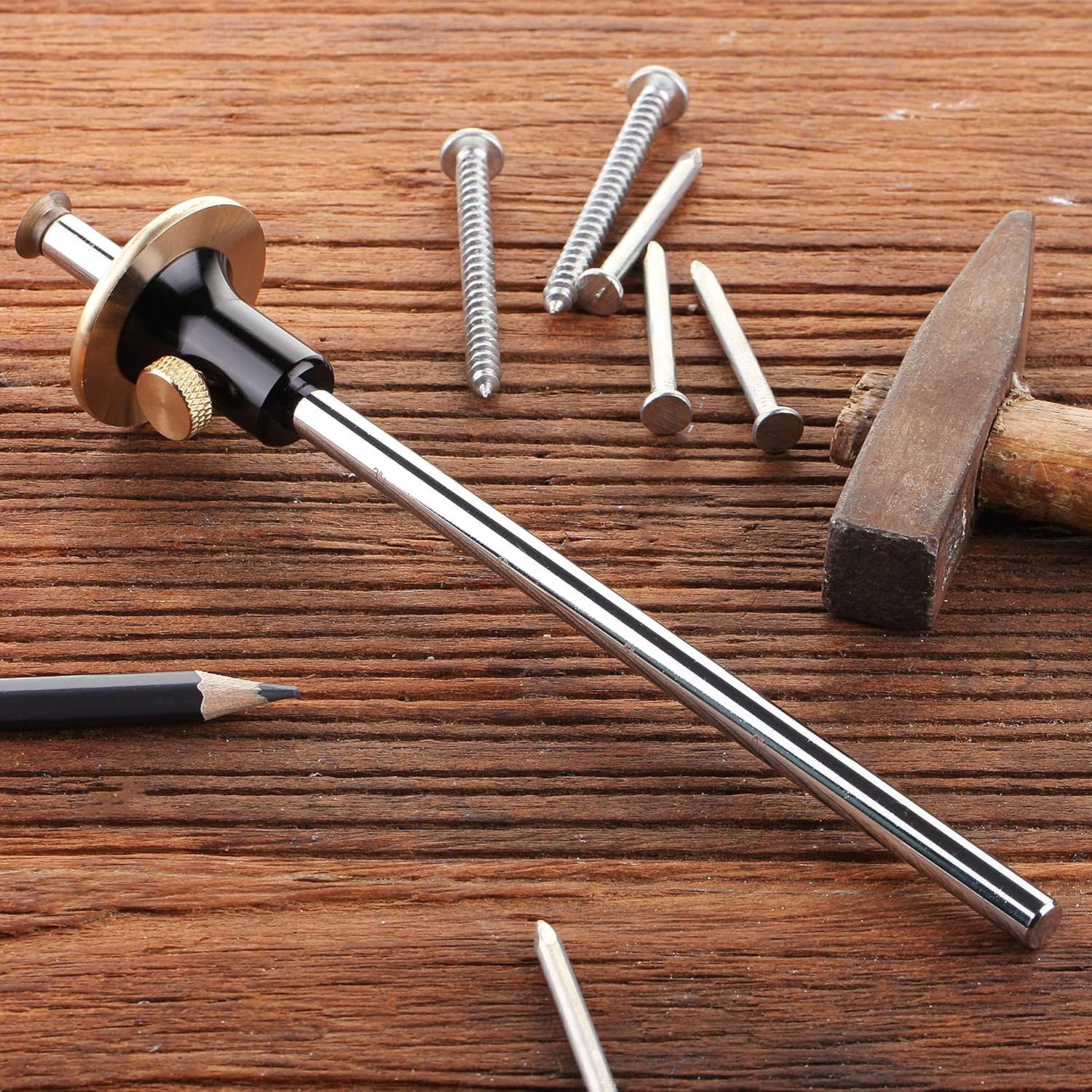 Wheel Marking Gauge, 2 Extra Blades, Laser Engraved Graduations, Solid Brass Fac