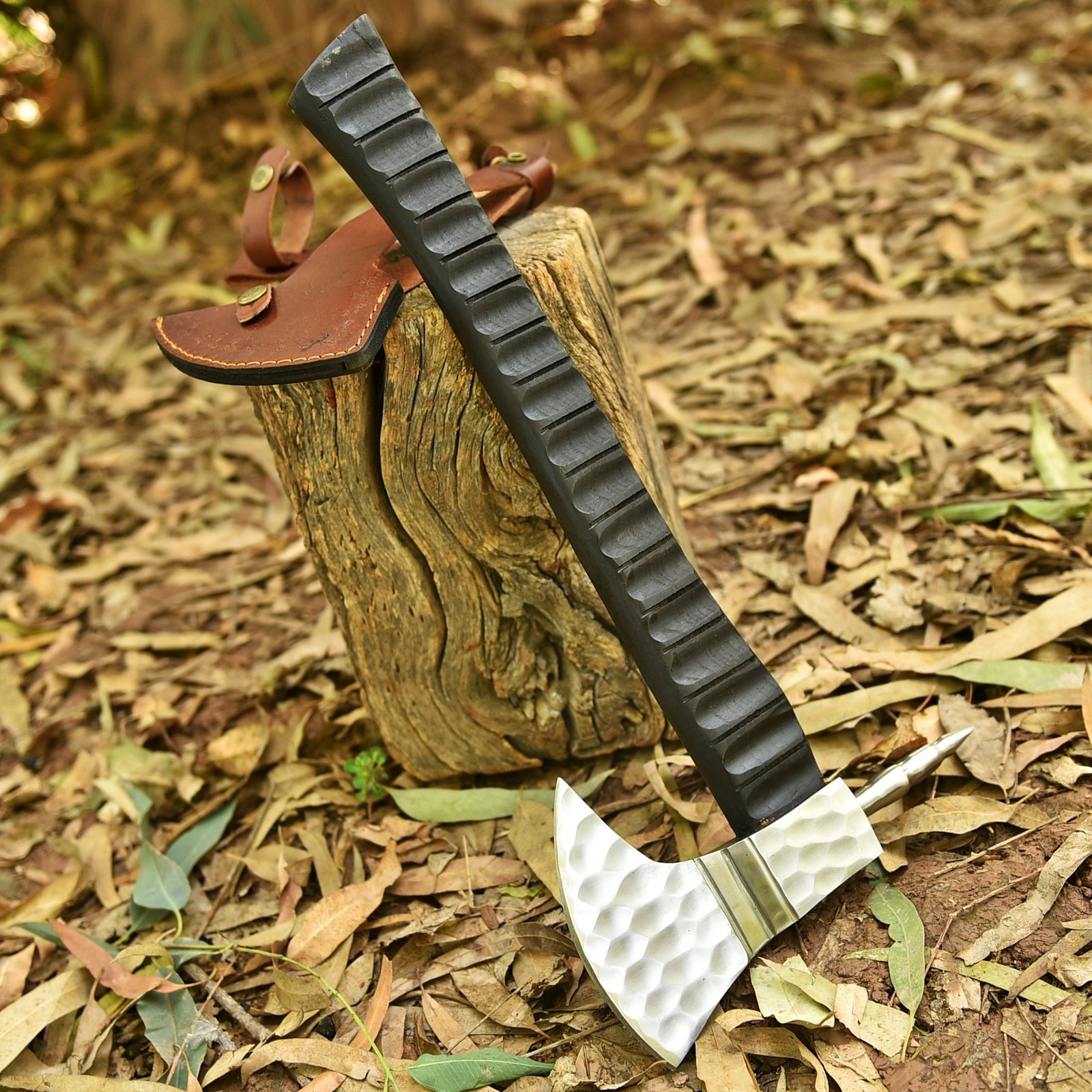 Hand Forged Carbon Steel Blade Viking Style Outdoor Utility Hatchet Camping Axe