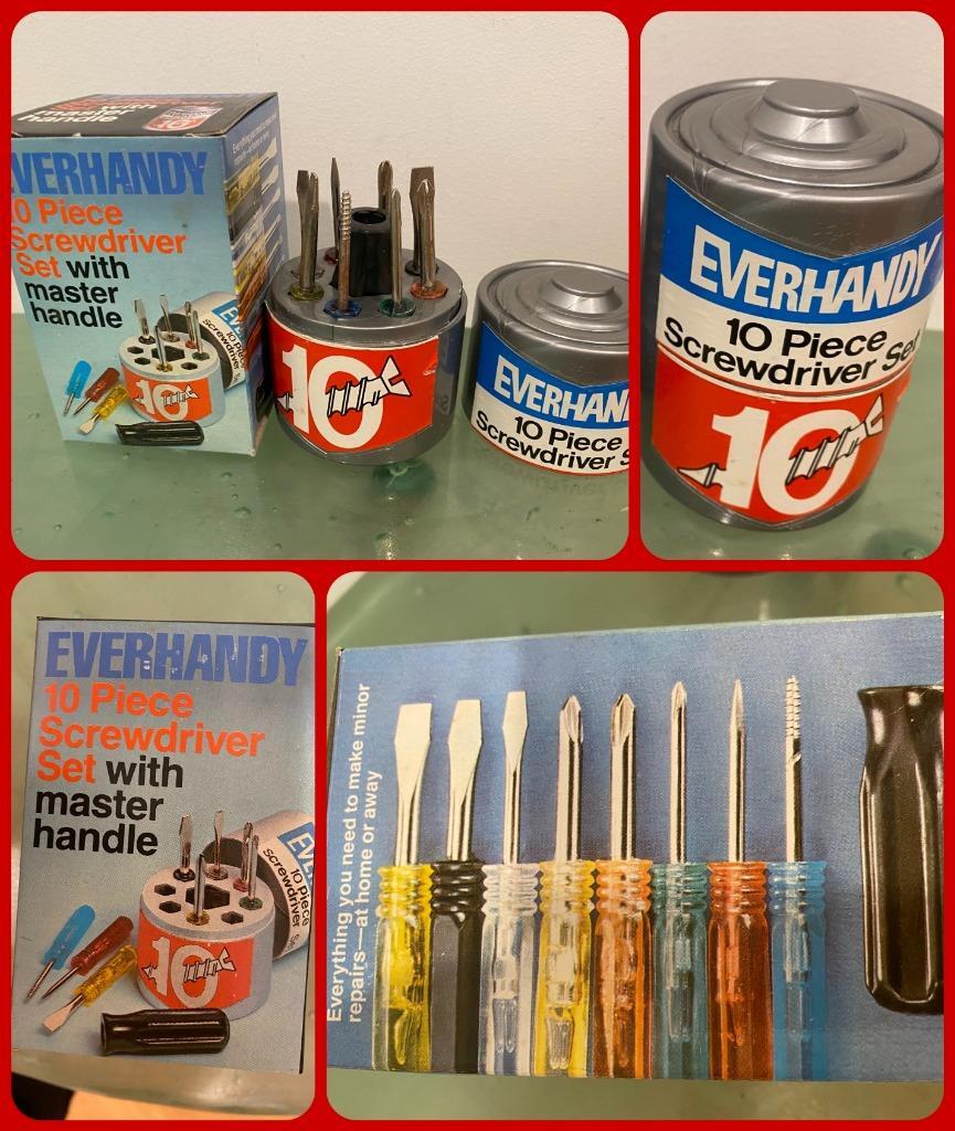 Everhandy 10 pc Screwdriver Set NRFB Vtg 1980 Deadstock Desk, Travel, NEW in Box