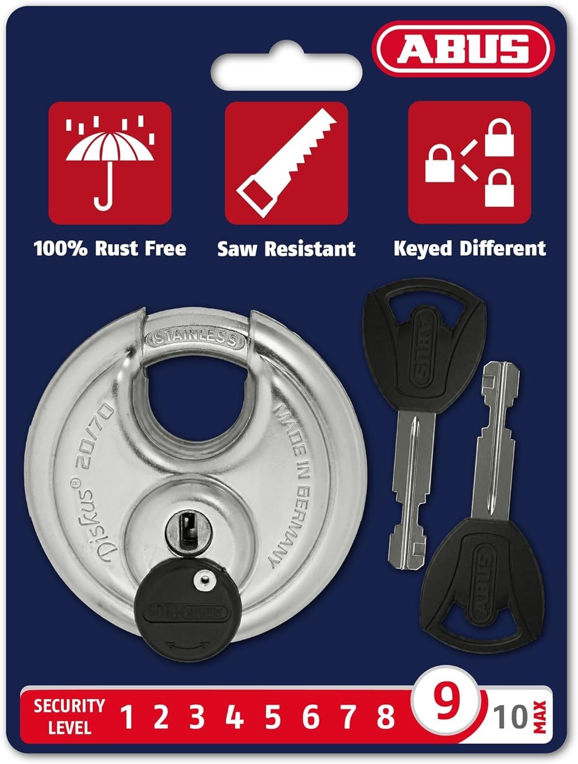 Abus Diskus Stainless Steel Padlock 20/70 2.75 inch Replacement