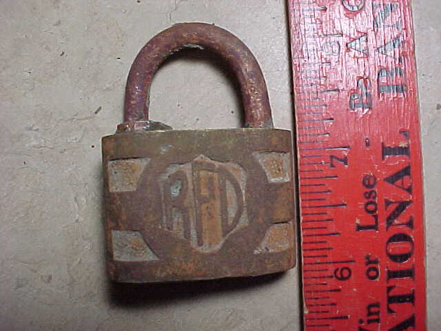 Antique brass RFD Mail Padlock-New Mexico metal detecting find