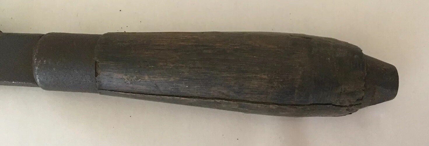 VINTAGE 10 INCH PIPE MONKEY WRENCH-WOOD HANDLE