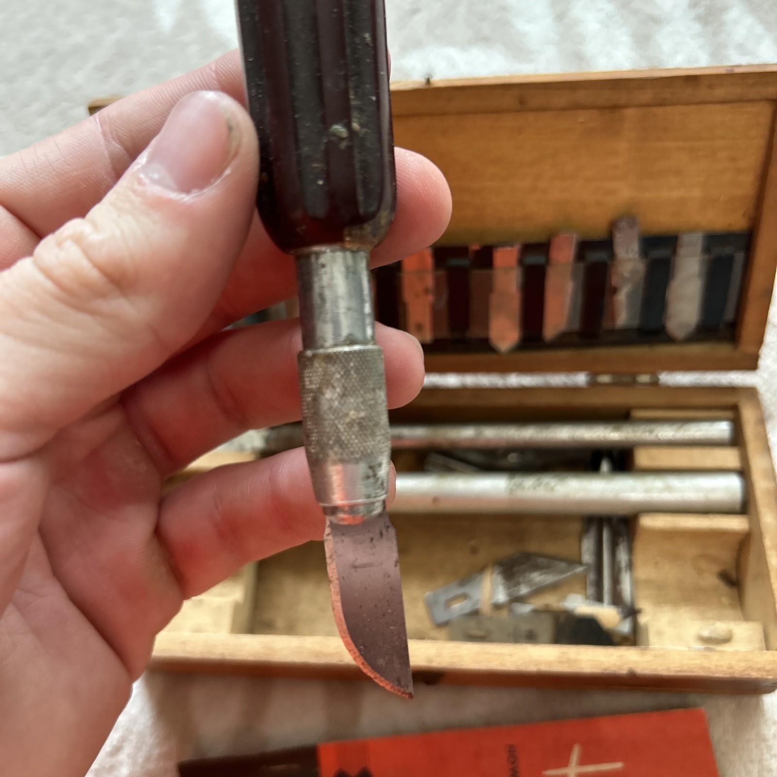 Vintage 1970’s X-ACTO No.82 Knife Chest Blades & 3 Handles