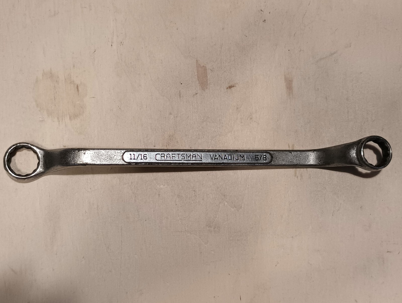 Vintage CRAFTSMAN underlined VANADIUM CI 11/16″x 5/8″ Dbl. Box End Wrench