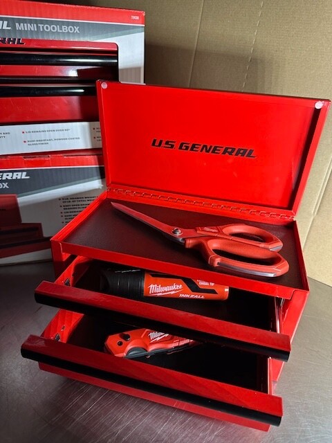 *NEW* U.S. GENERAL Mini Steel Toolbox, Red,*BRAND NEW IN THE BOX*