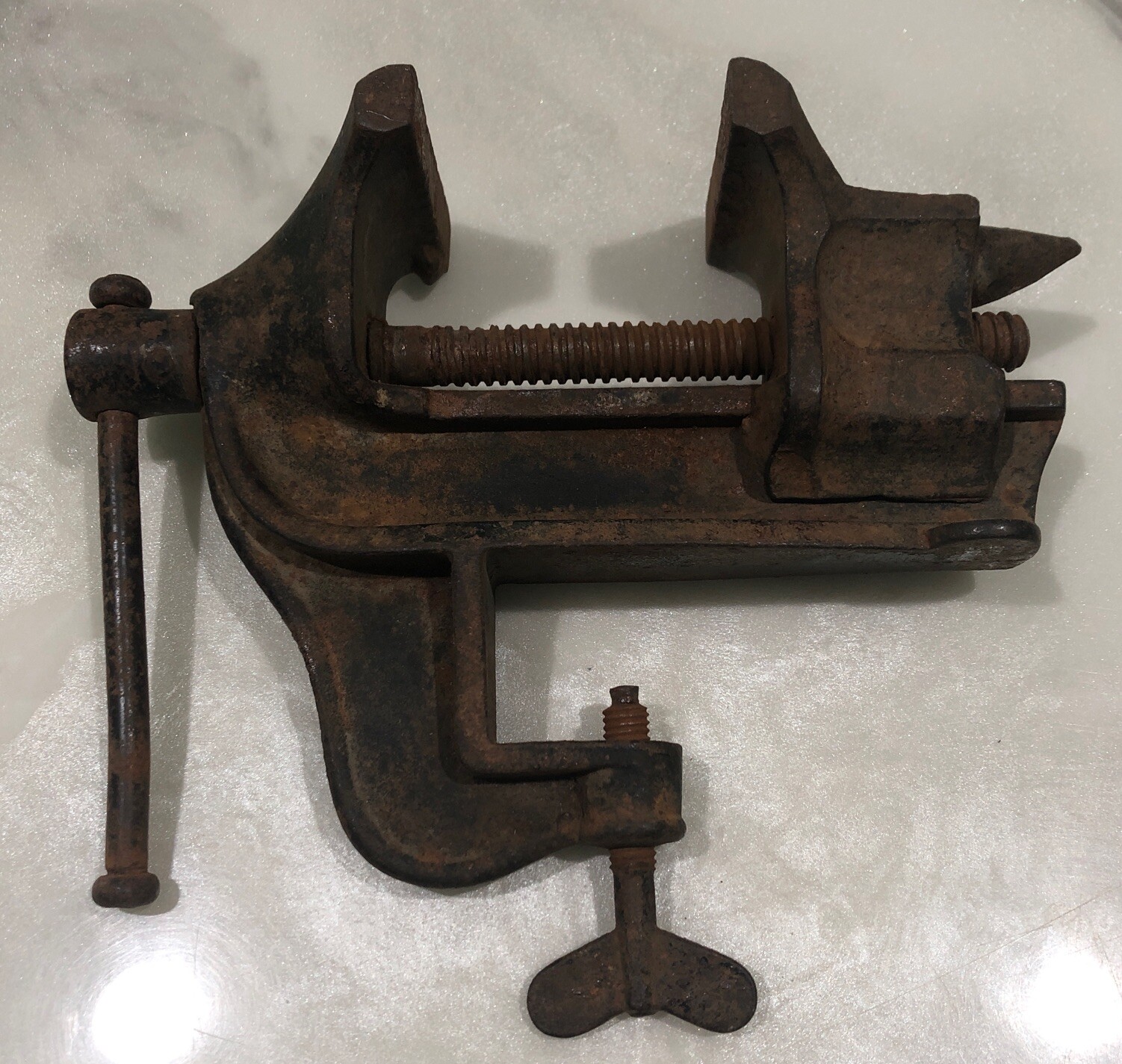 Vintage Clamp On Bench Vise Rare Size Anthol? Antique No Makers Mark Found