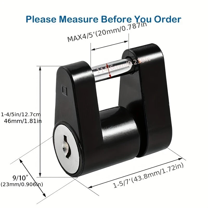 Heavy-Duty Trailer Lock 1/4” Pin – Zinc Alloy Anti-Theft for RVs & More.
