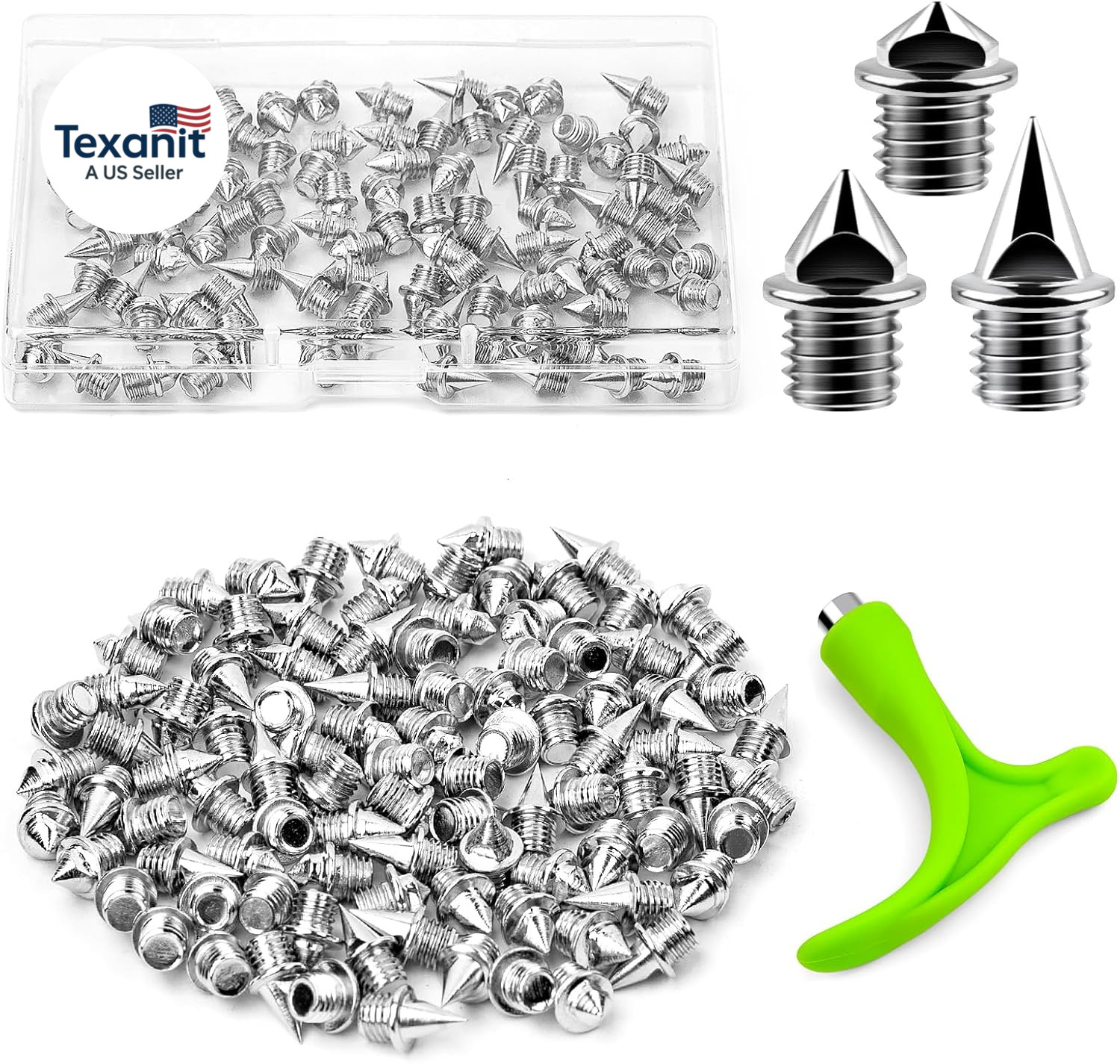 96PCS Alloy Steel Track Spikes, 32Pcs 1/8In + 32Pcs 3/16In + 32Pcs 1/4In Track a