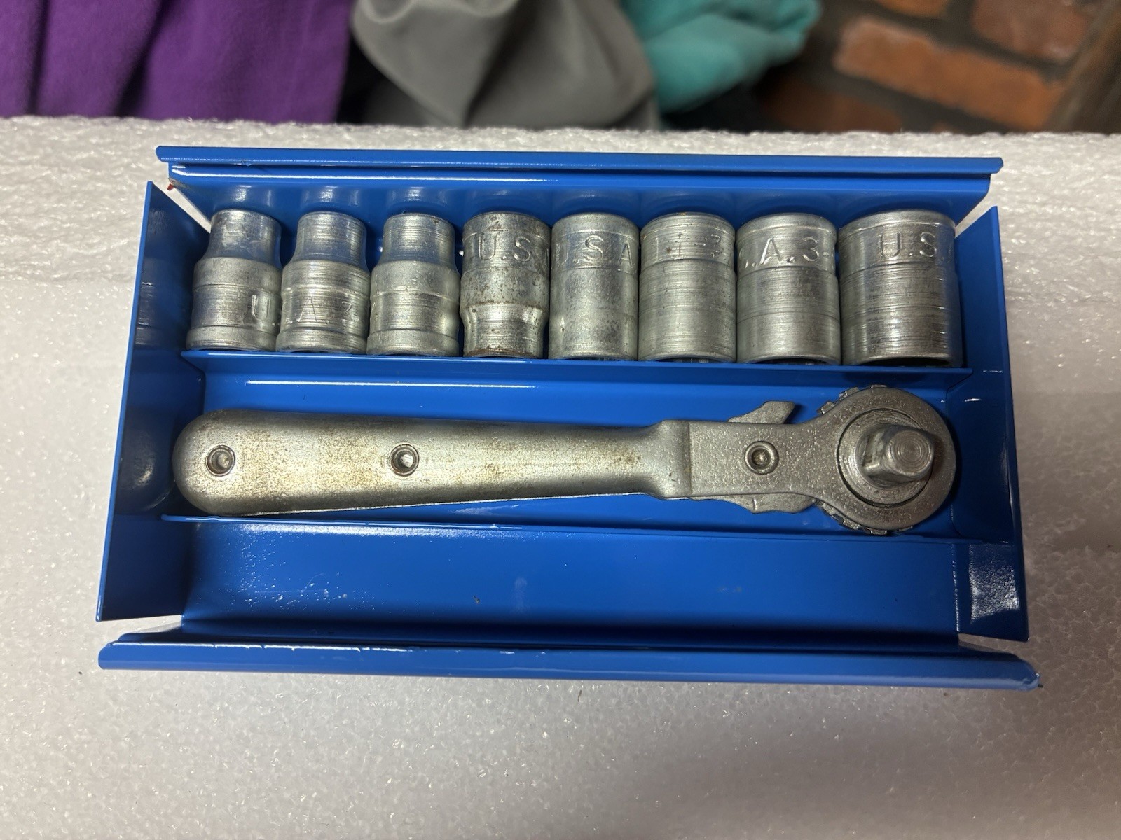 Vintage G.M. Co MFG INC 10-Pc Socket Set Original Box 3/16-7/16-in Complete