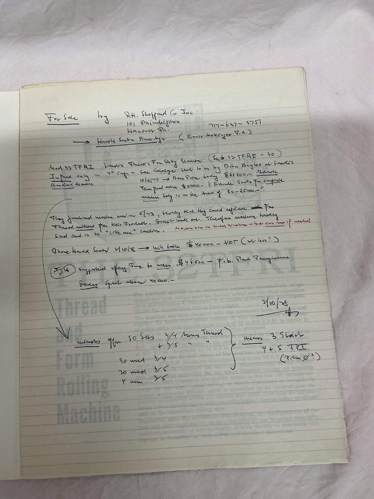 Vintage 1977 Landis Machine Company Landis 32TFRI Bulletin Brochure Teledyne