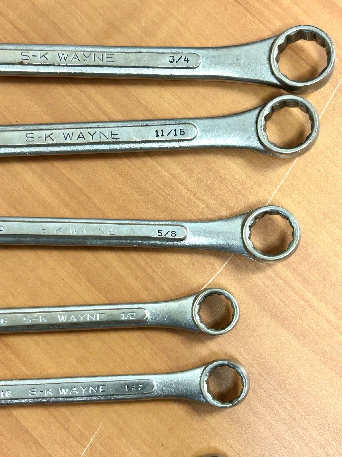 Vintage S-K Wayne USA SAE Combination Wrench Set 8 Pc 3/8-3/4 12 Point