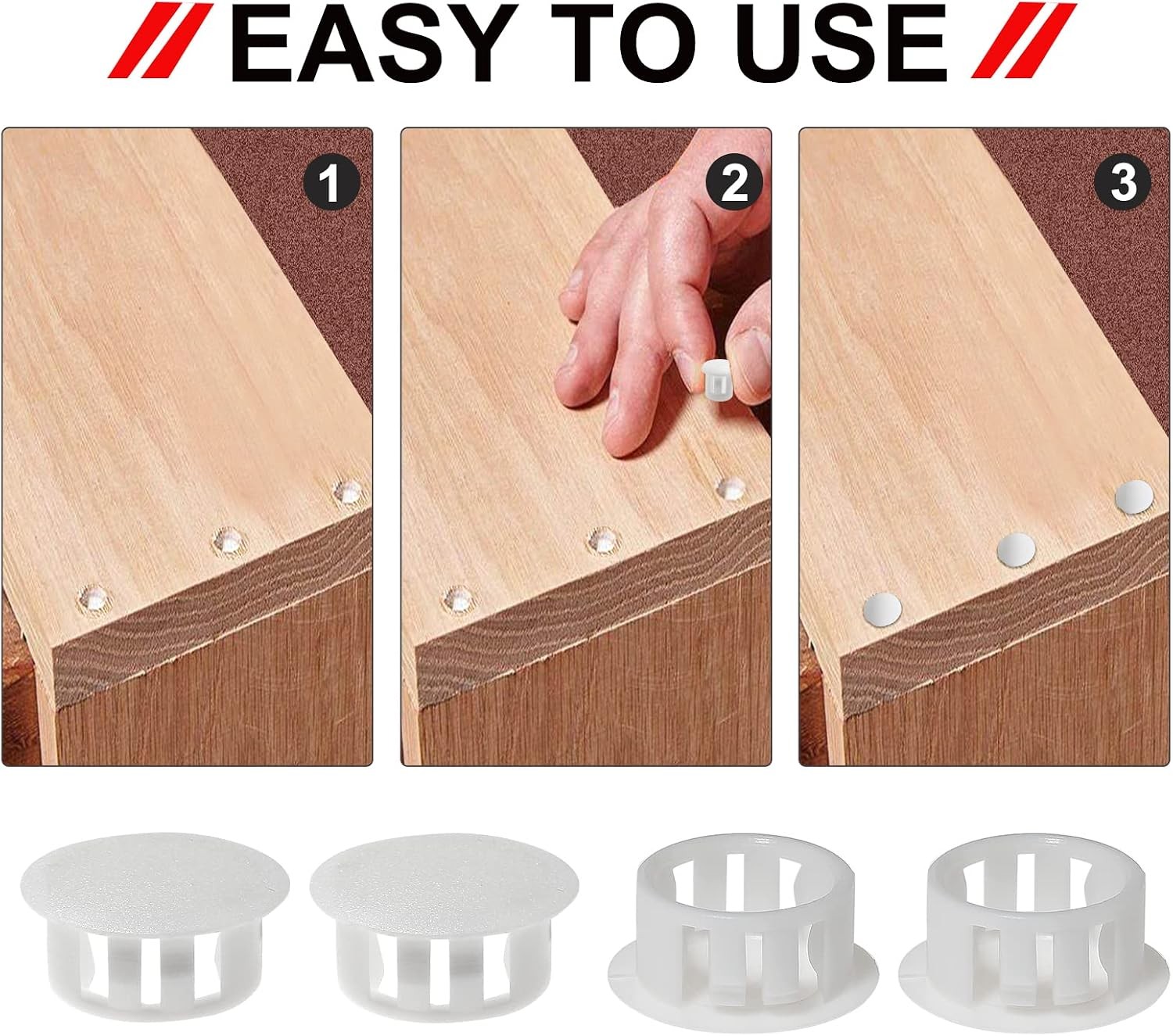 30 PCS 1 inch (25mm) Hole PlugsWhite | Plastic Flush Type, Snap in Locking, For
