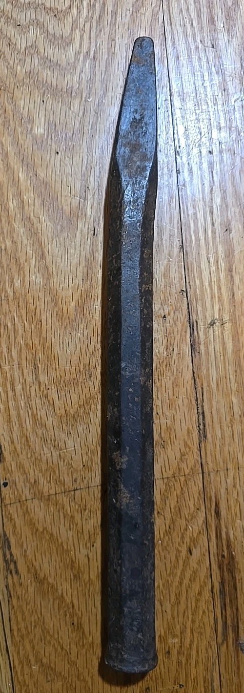 Antique Hand Forged Steel Cold Chisel Blacksmith Tool 12” Primitive Industrial