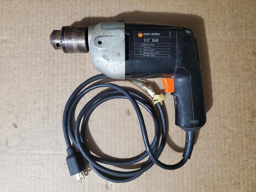 Vintage Black & Decker 1/2″ Reversible Hammer Drill 7277-Works Good