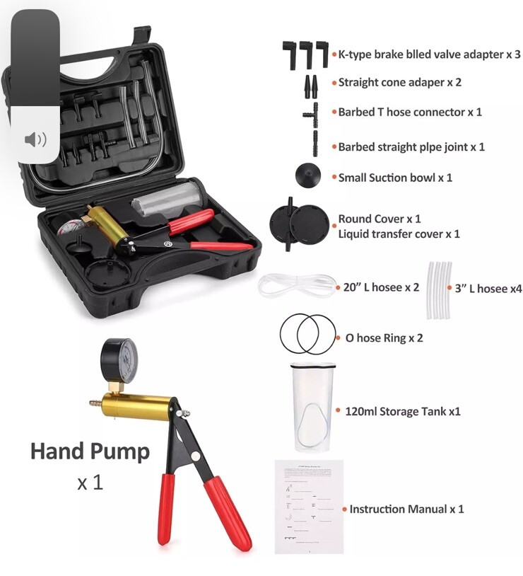 HTOMT 2 in 1 Brake Bleeder Kit Hand Held Vacuum Pump Test Set for Automotive wit