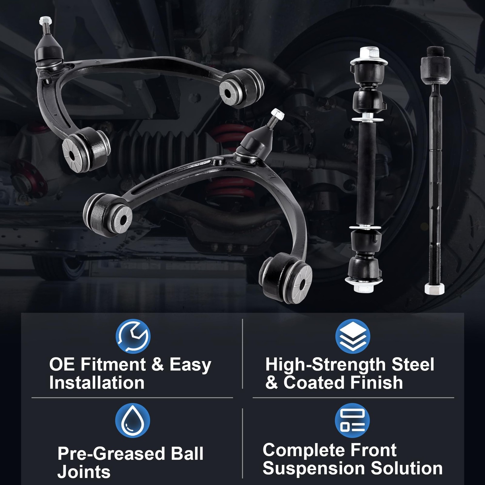 Front Upper Control Arm Suspension Kit Fit for 2007–2014 Chevy GMC Silvera
