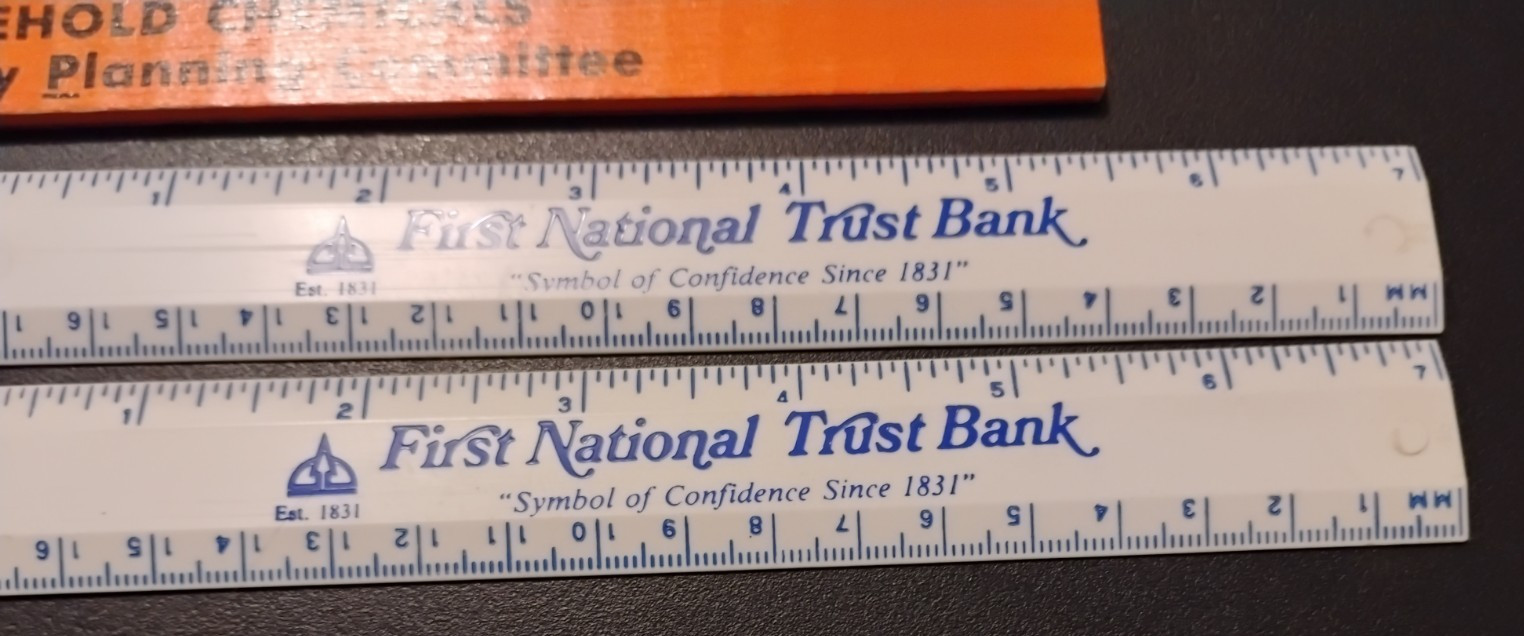 Vintage Lot of 8 Advertising Wood & Plastic Rulers – Kratzer Oil Smokey Bear FNB