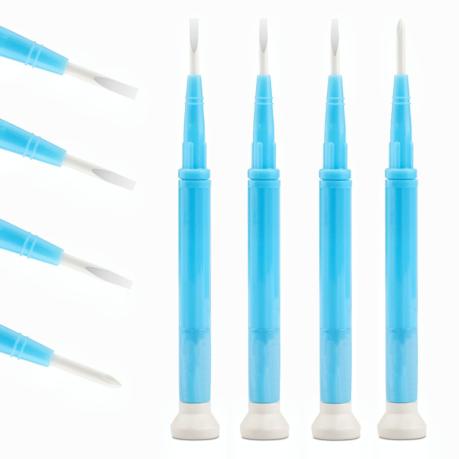 4 Pcs Plastic & Ceramic Screwdriver Set, Non-Conductive Slotted Screwdrivers for
