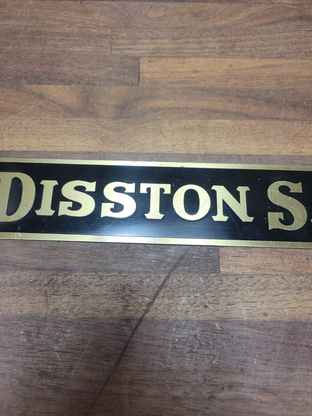 Antique Disston Saws Brass Plaque Sign 10″ x 1-3/4″ – Henry Disston Advertising
