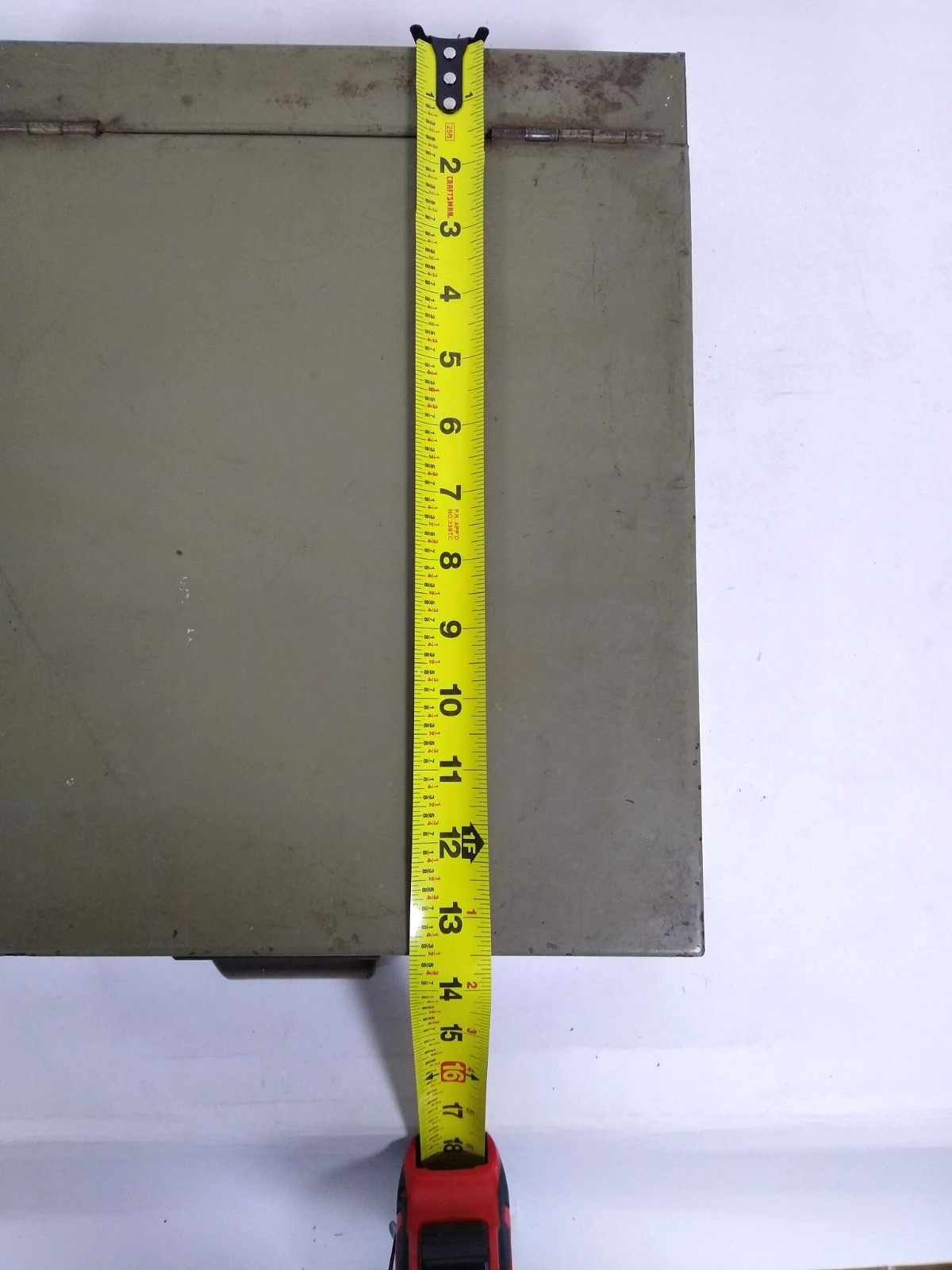 Vintage 2 Steel Storage Box w/ hinge lid, drawer, green, component, insert