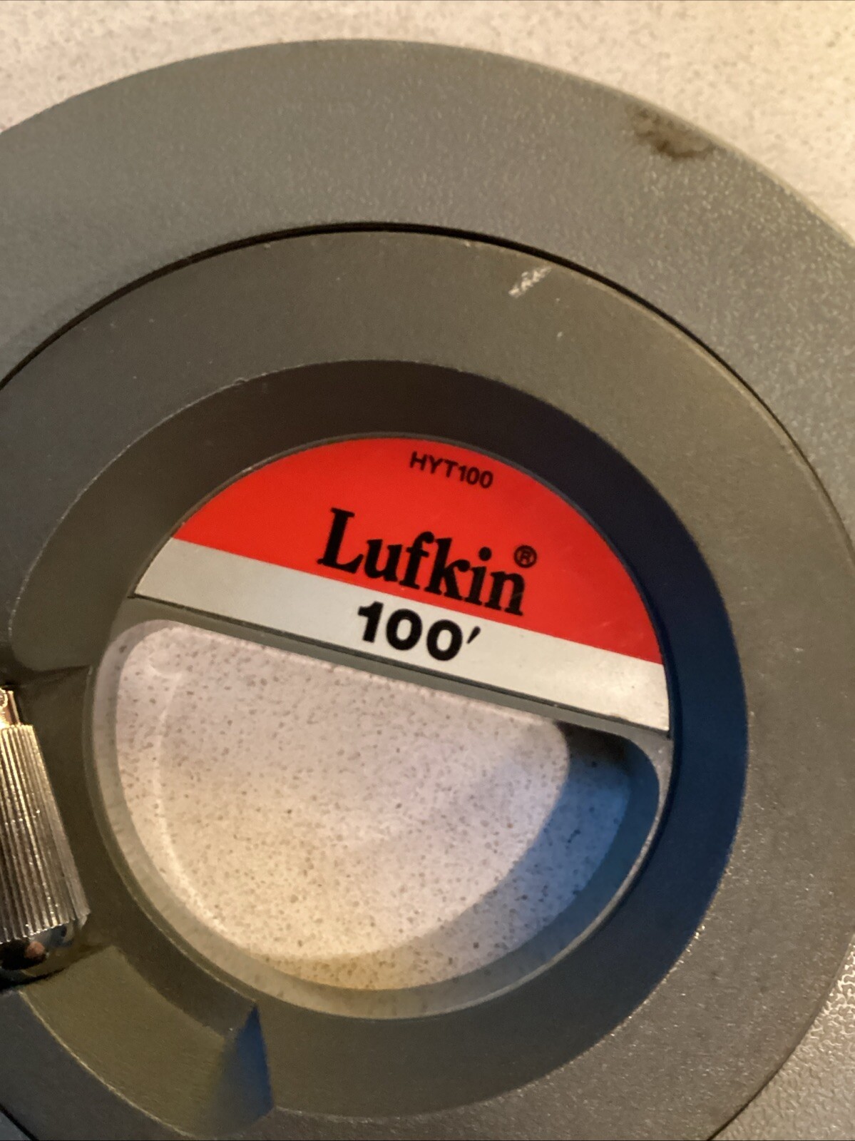 Vintage LUFKIN “SIDEWINDER” 100′ METAL TAPE MEASURE (MODEL HYT100) WIND-UP foot