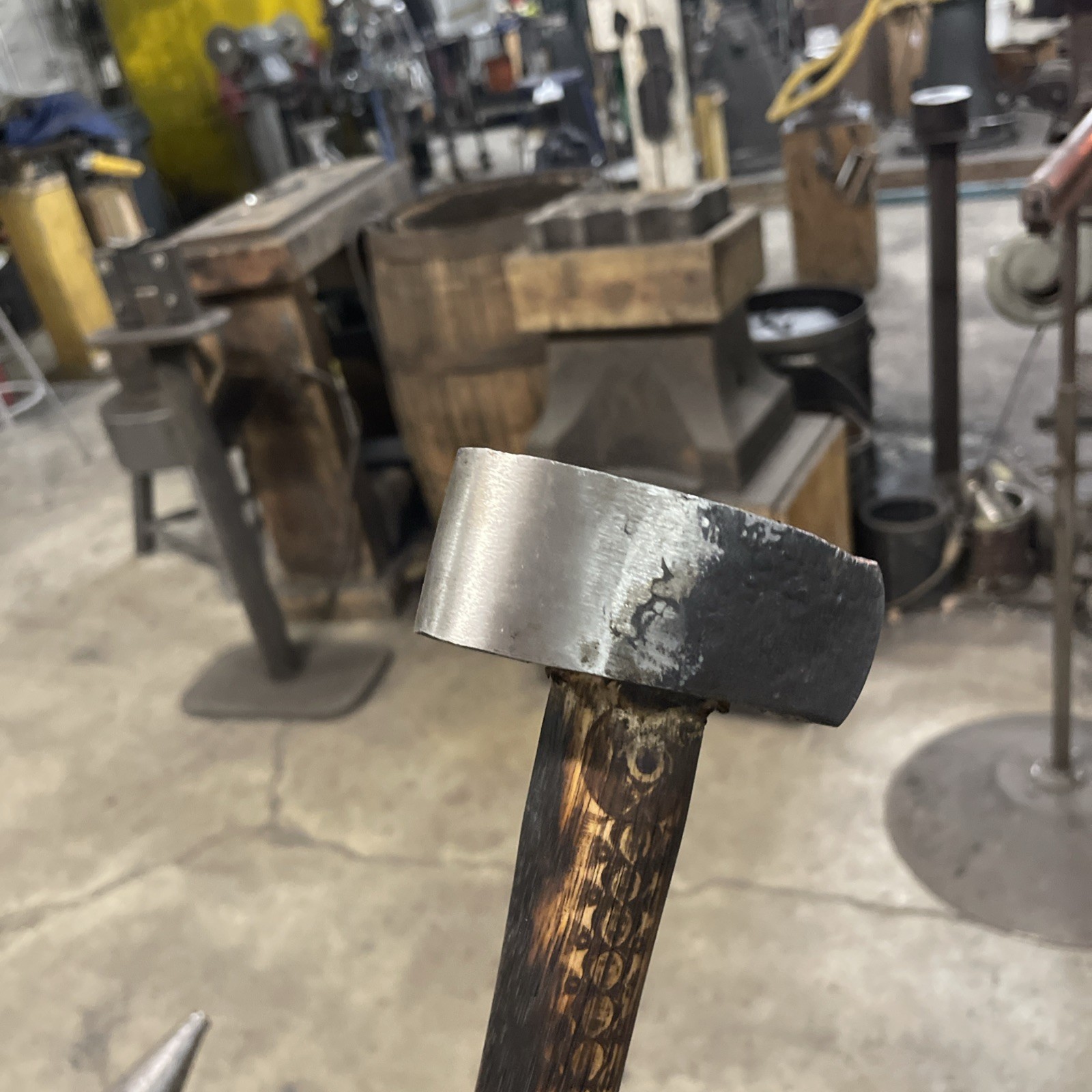Big O Forge: 2.2Lb Dark Engraved Straight Peen (wide) 1045 Steel Hand Forged USA