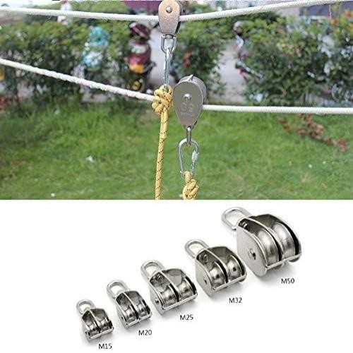 2-pack M25 Double Pulley Block Stainless Steel Heavy Duty Hardware Double Whe…