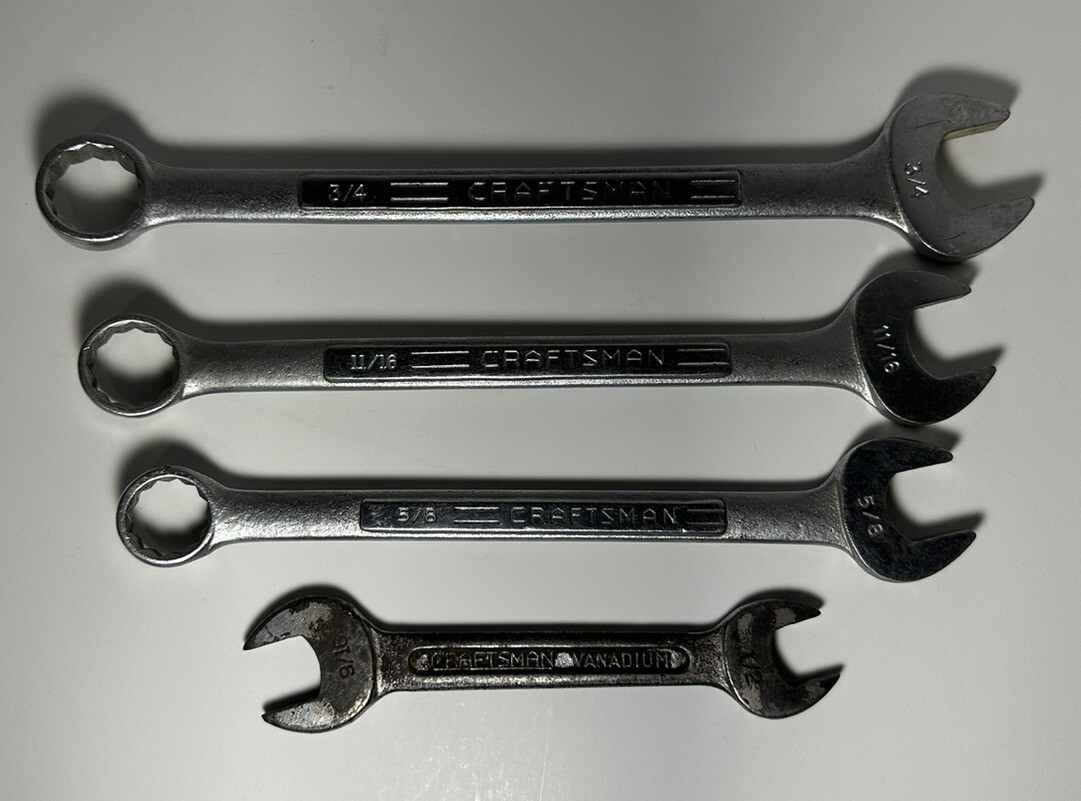 VINTAGE CRAFTSMAN USA V Wrench MIXED Lot – 11/16, 3/4, 5/8, 1725B 1/2 9/16