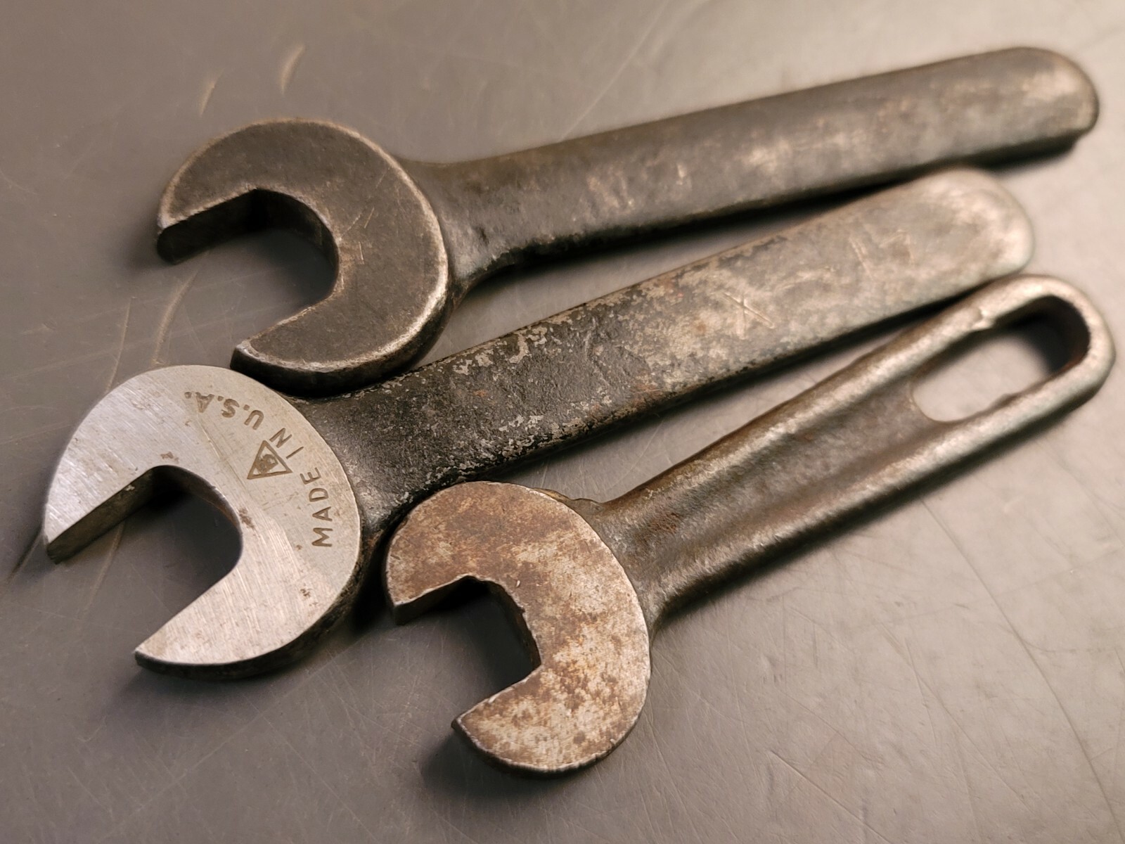 Lot of 3 Vintage Lathe / Small Engineers Wrenches 19/32″ 1/2″ 7/16″ Old Tools