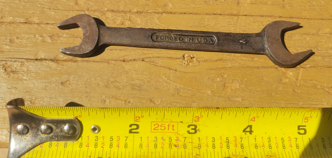 Dunlap 1/2 x 9/16 Open End Wrench, V Series, Forged in USA