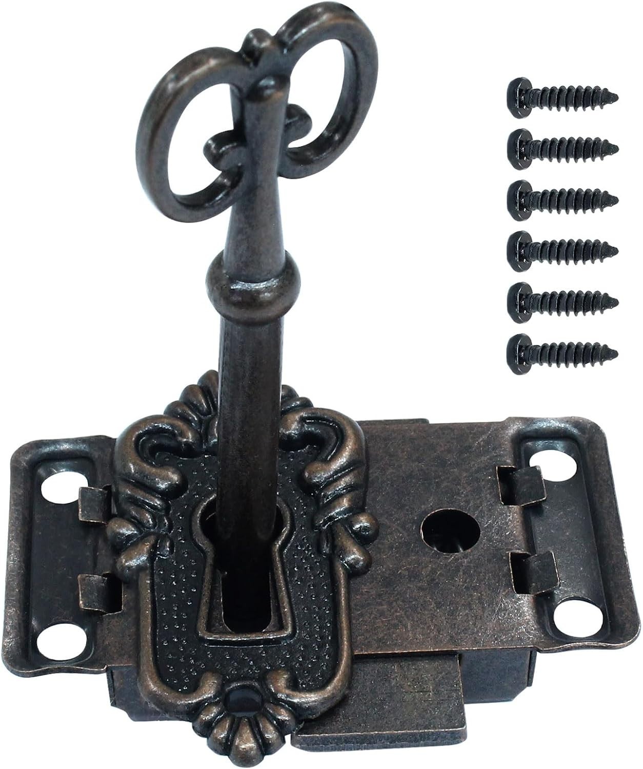 Complete Vintage Skeleton Key Lock Set – Red Bronze Lock for Furniture Security