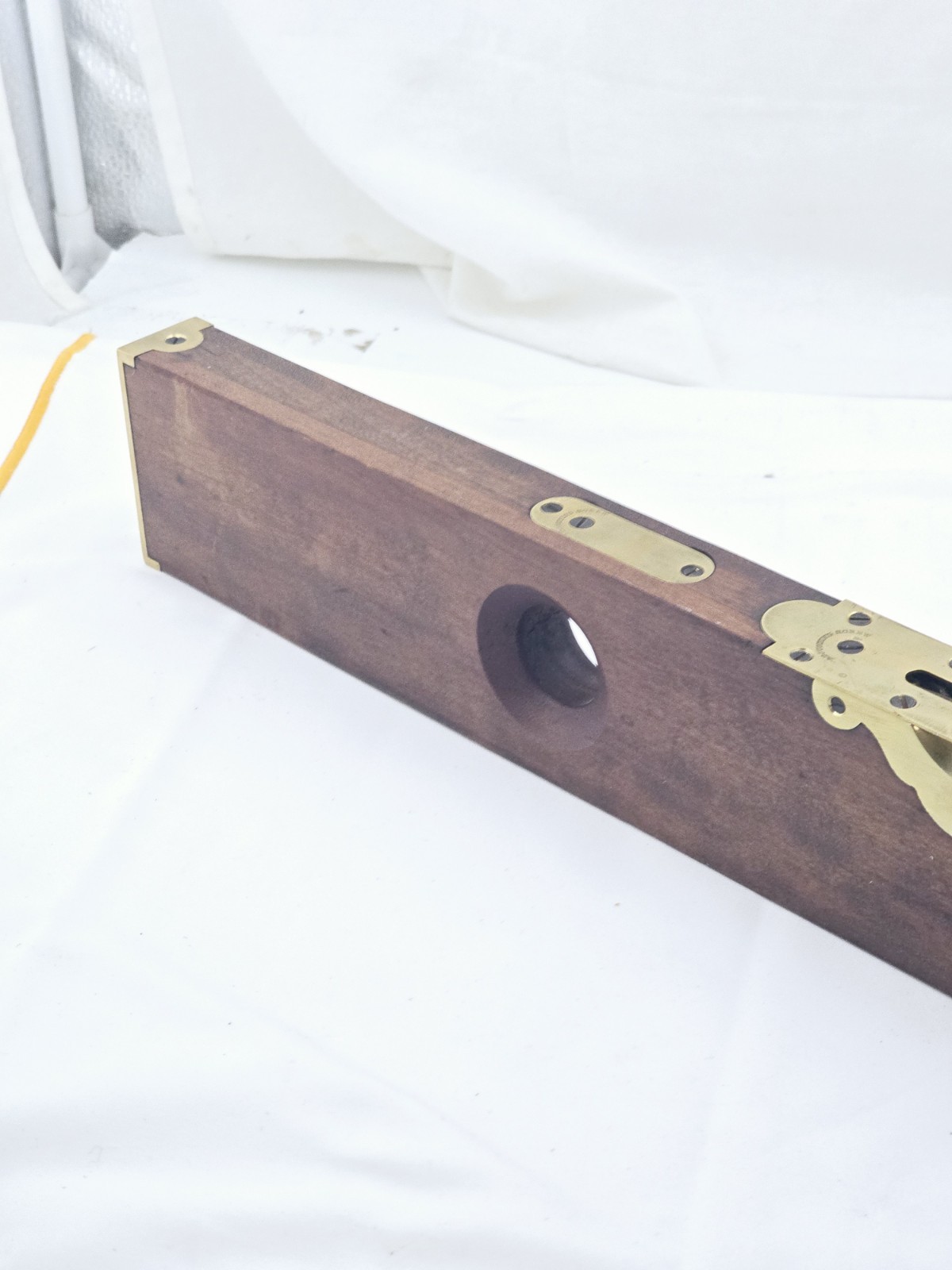 Antique Stanley Rule & Level 26″ Adjustable Wood & Brass Level 1872 Pat.