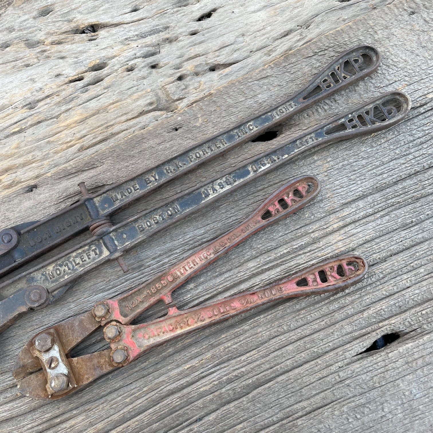 2 Vintage H K PORTER No. 1 & 12x-1855 BOLT CUTTERS HKP BOSTON MASS