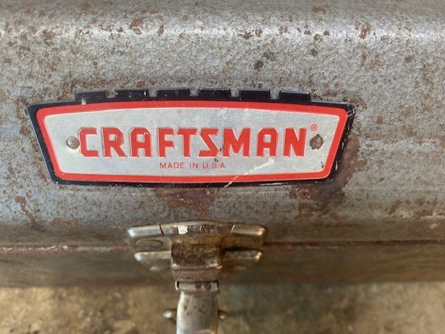 VINTAGE CRAFTSMAN 6516 MECHANICS TOOL BOX HIP ROOF CROWN LOGO WITH TRAY USA MADE