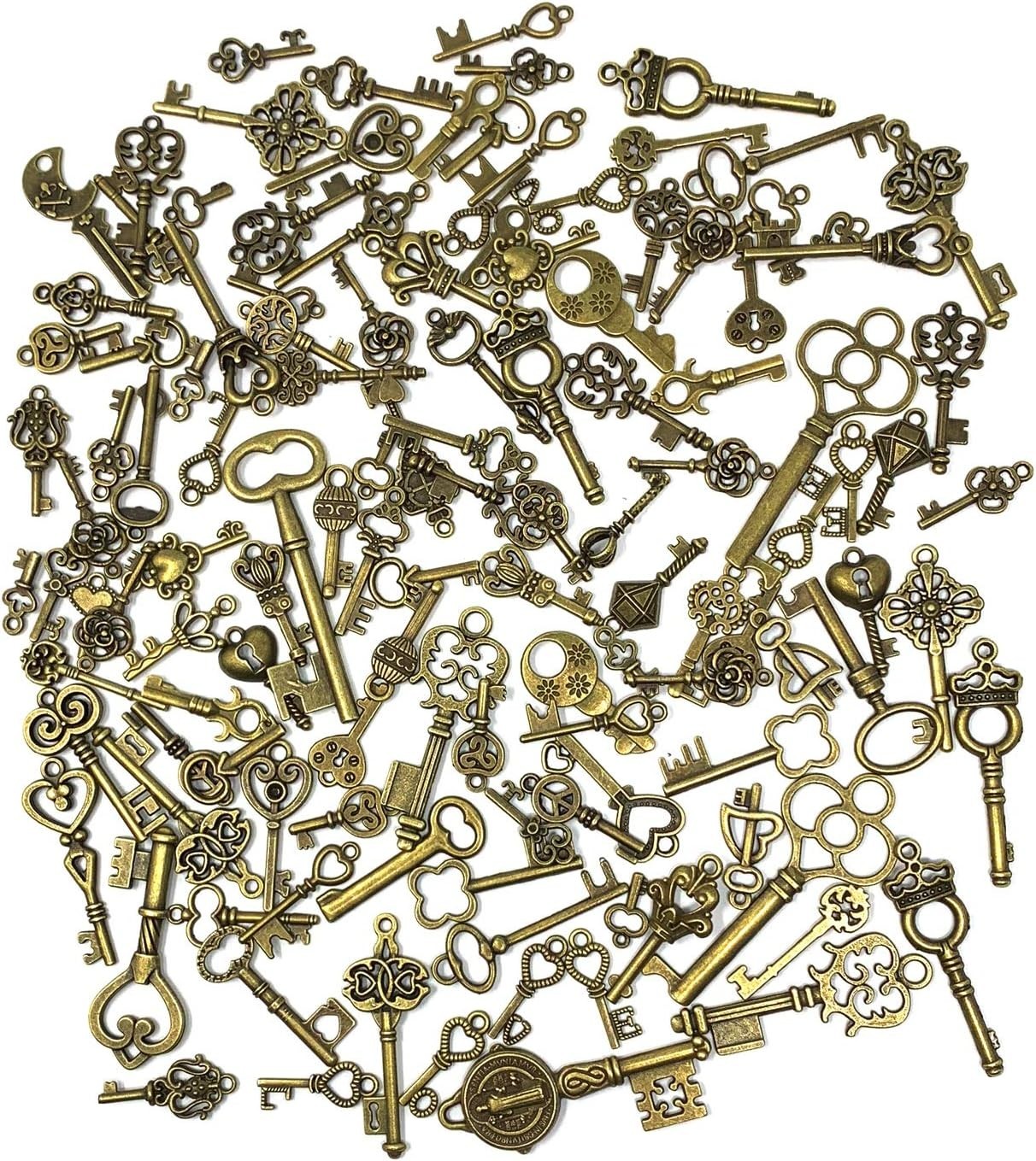 Versatile 125 PCS Vintage Skeleton Key Charms for Memories and Celebrations