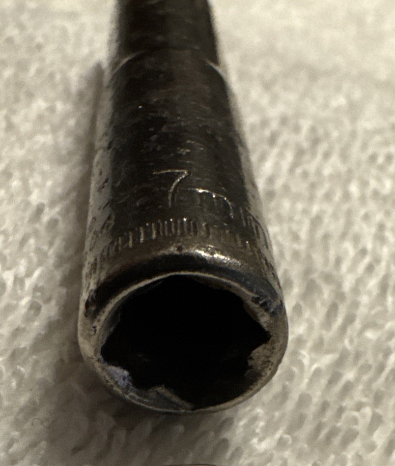 7 mm, Craftsman USA 7mm 6 Pt. 1/4″ Dr. Deep Socket Inverted G2 44404 vtg tool