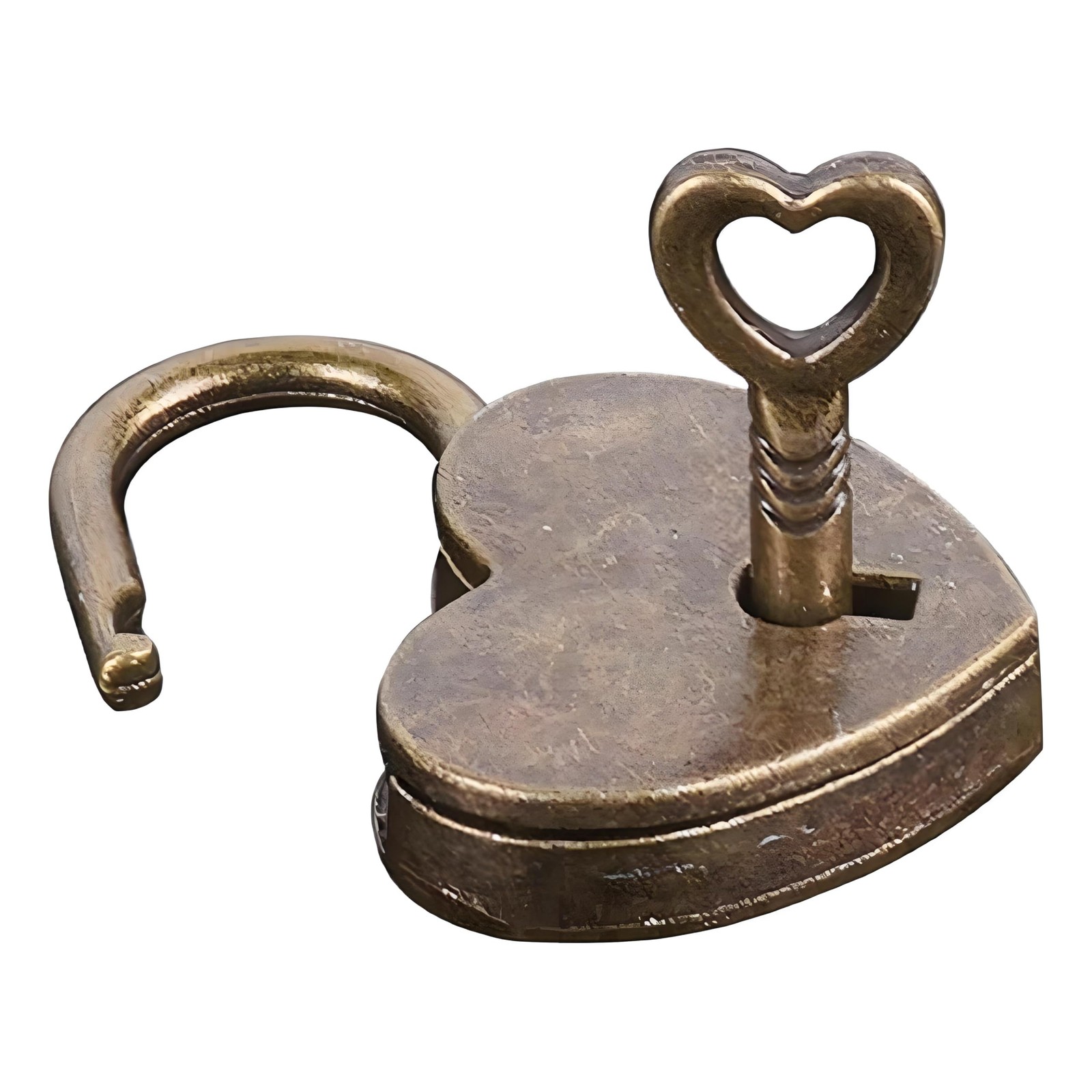 Antique Brass Heart Padlock,Shape Anti-Theft Mini Padlock Bag, Travel Suitcas…