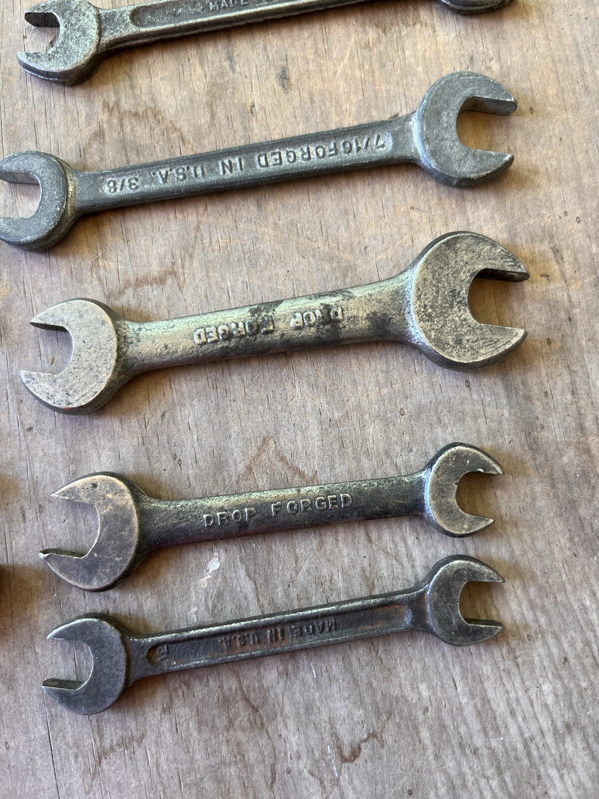 Vintage Patina Wrench Set Drop Forged Made in USA Car Auto Mechanic Hand Tools