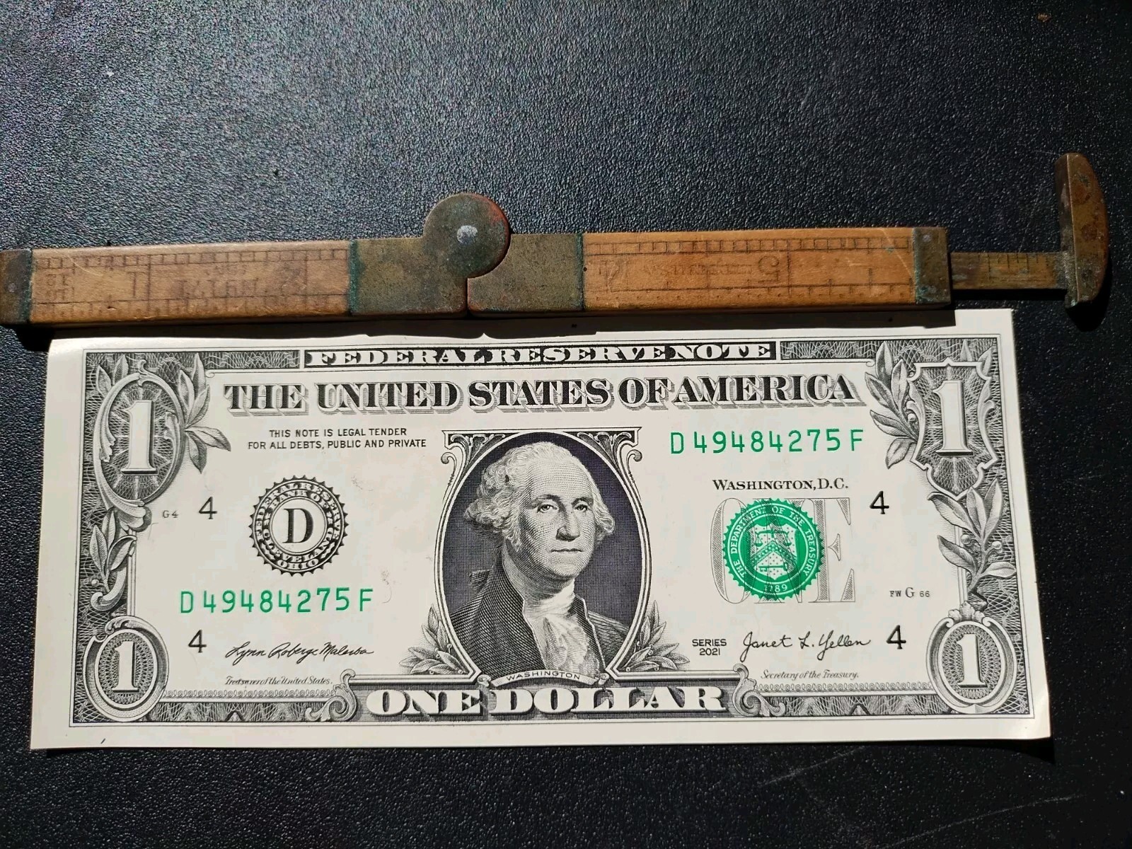 Antique LUFKIN No 171 Wood & Brass Folding Ruler Rule