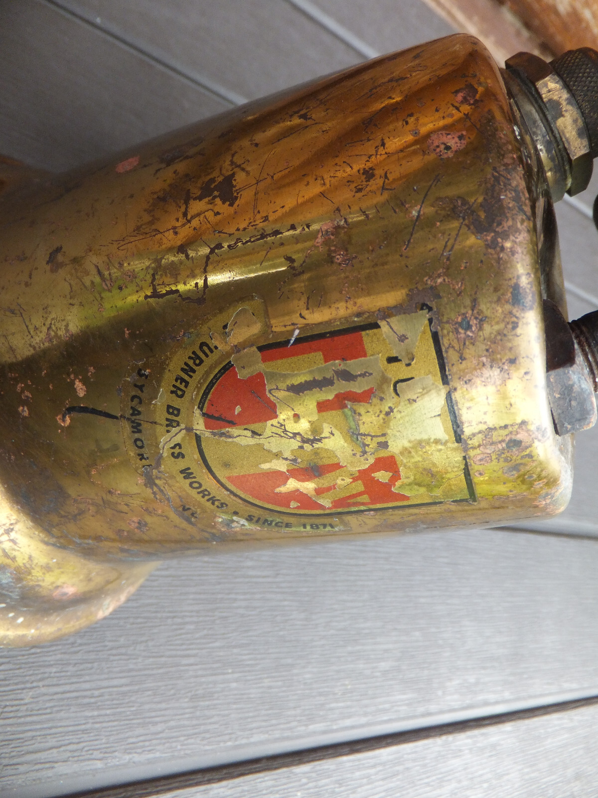Vintage Turner Brass Works Sycamore – Blow Torch w/ Wind Shroud, Red Handle