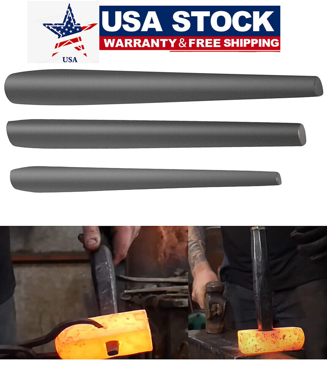 Blacksmith Knifemakers Tomahawk, Large Hammer and Mouse ax Drift Tool Set 3Pcs