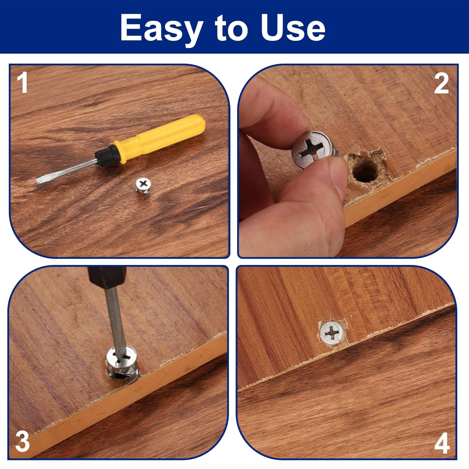 120 Pcs Furniture Cam Lock Assortment Kit 3 in 1 Cabinet Connecting Hardware New